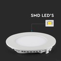 V-Tac 18W LED panel downlight - Hull: Ø21 cm, Mål: Ø22,5 cm, 230V