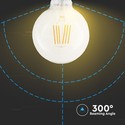 V-Tac 6W LED globepære - Samsung LED chip, Karbon filamenter, Ø12,5 cm, E27