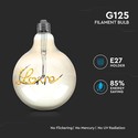 V-Tac 5W LED Love globe pære - Karbon filamenter, Ø12,5 cm, ekstra varm hvit, E27