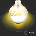 V-Tac 5W LED Love globe pære - Karbon filamenter, Ø12,5 cm, ekstra varm hvit, E27