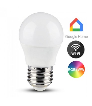 V-Tac 5W Smart Home LED pære - Tuya/Smart Life, Google Home, Amazon Alexa kompatibel, E27, G45