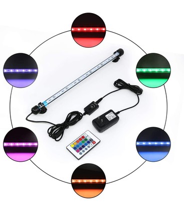 37 cm RGB akvarie armatur - 4W LED, med sugekopper, IP67 37 cm RGB akvarie armatur - 4W LED, med sugekopper, IP67