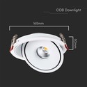 V-Tac 20W downlight, CCT - 3 lysfarger, Hull: Ø15 cm, Mål: Ø16,5 cm, 3i1, RA90, hvit kant, 230V