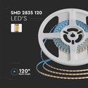 V-Tac 8W/m LED strip - 5m, 3mm bred, IP20, 24V, 120 LED per meter