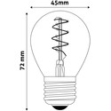 3W LED pære - Karbon filamenter, røkt glas, G45, E27, 230V