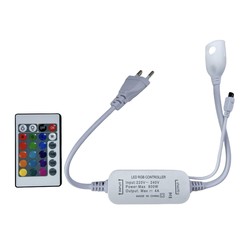 230V RGB 230V RGB CLIP-ON kontroller - Inkl. endeplugg, for 230V, minnefunksjon, infrarød fjernkontroll, 50 m.