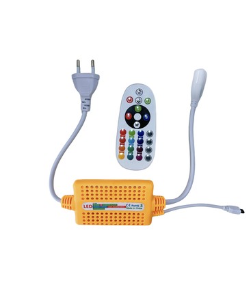 230V RGB CLIP-ON-kontroller - Inkl. endeplugg, for 230V, minnefunksjon, infrarød fjernkontroll, 100 m.