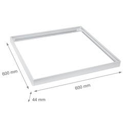 Store paneler Ramme til 60x60 LED panel - Hurtig samlesett, plast hjørner, hvit kant