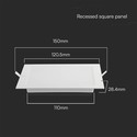 V-Tac 6W LED panel downlight - Hull: 11cm x 11cm, Mål: 12cm x 12cm, 230V