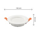 Dure Max Downlight 12W - Nøytral hvit, 230V, 110°, IP44, IK06, Ø140x30, Hvit, Rundt