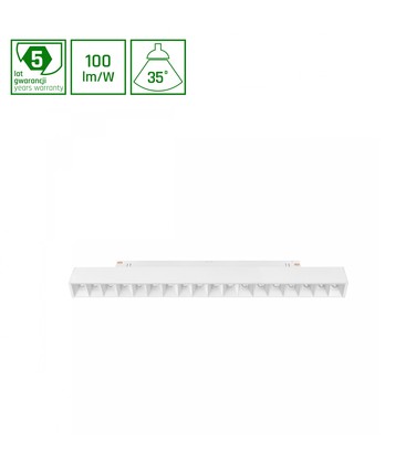 SYSTEM SHIFT - Grid M, Skinne Lys, 303x23x42mm, 17W, 35°, Hvit, DALI
