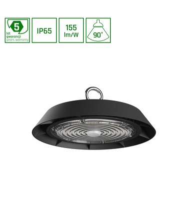 PLATEO High Bay 100W - Nøytral Hvit, 230V, 90°, IP65, IK09, 250x120mm, Sort, 1-10V