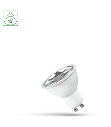 LED GU10 230V 4,5W (4W) 45° Kald Hvit med Linse Spectrum