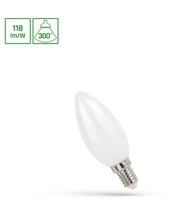 C35 LED Lyspære E14 5,5W - 230V, Glødetråd, Nøytral Hvit, Matt, Spectrum