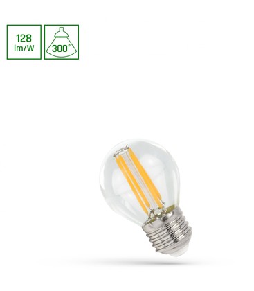 P45 LED E27 5,5W - 230V, Kulltråd, Nøytral Hvit, Klar, Spectrum