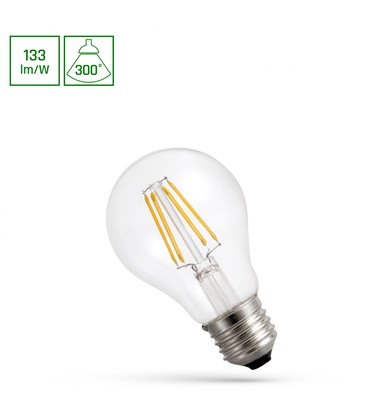 A60 LED E27 7W Filament 230V, Nøytral Hvit, Klar, Spectrum