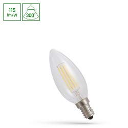 Spectrum LED C35 LED kertelyspære 4W E14 - 230V, kulltråd, nøytral hvit, klar, Spectrum