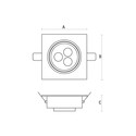 Fiale LED 3x1W 45° 230V - Firkantet, Varm hvit