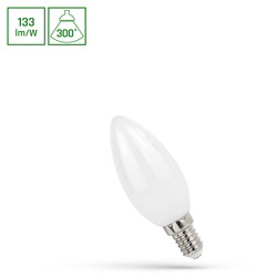 E14 LED C35 LED kronelyspære 6W E14 - 230V, filament, varm hvit, matt, Spectrum