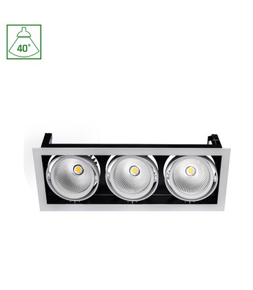 Modern-Dag innfelt spot 3x1LED COB Citizen 40° 230V 3x27W IP20 varm hvit