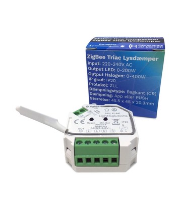 Mini ZigBee Triac Lysdimmer - 200W, Push-dim