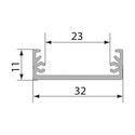 Profil LED-strips Bred - Melkefarget deksel, 1m, Uten Lyskilde