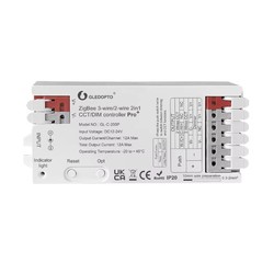 Smart Home Gledopto Pro 2-i-1 Zigbee strip-kontroller - Hue-kompatibel, 12V/24V, 12V (144W) 24V (288W), ensfarget + CCT