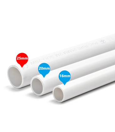 PVC elektrisk rør Ø25mm - 2 meter, vit PVC elektrisk rør Ø25mm - 2 meter, vit