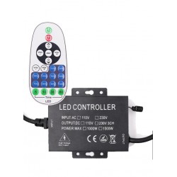 230V Neon Flex LED strip RF trådløs timer+demper med fjernkontroll - Inkl. endestykke, til 230V 8x16 Neonflex, minnefunksjon, maks. 100 m, IP67 vanntett