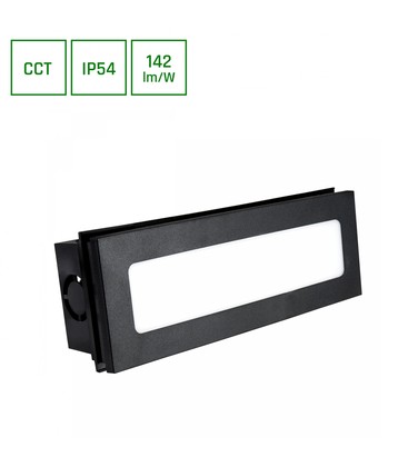 Encanta 6W 230V IP54 230x84x52mm Sort, innfelt Fasadelampe