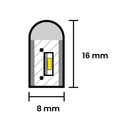 Nøytral hvit 8x16 CLIP-ON Neon Flex LED - 9W per meter, IP67, 230V