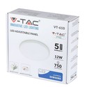 V-Tac 12W LED panel downlight - Samsung LED chip, Hull: Ø7,5 cm, Mål: Ø12 cm, 230V