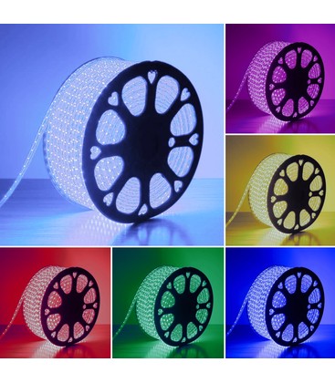 5 meter RGB CLIP-ON vanntett LED strip - 230V, 60 LED, 9W per meter