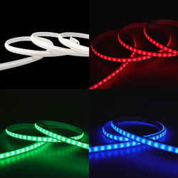 230V RGB 5 meter RGB CLIP-ON vanntett LED strip - Hvit deksel ,230V, 60 LED, 9W per meter