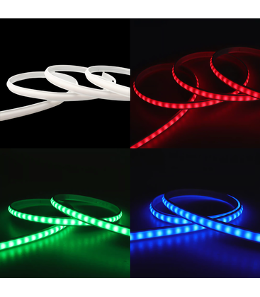 5 meter RGB CLIP-ON vanntett LED strip - Hvit deksel ,230V, 60 LED, 9W per meter