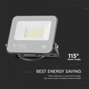 V-Tac 30W LED lyskaster, 135lm/W - Samsung LED-chip, arbeidslampe, 1m ledning, utendørs