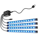 LED-stripe til bil - Musikkontroll, 4x0,225m, USB-drevet, 20-knappers kontroller