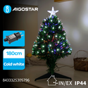 180cm juletre LED lyskjede, kald hvit - 8 lysprogrammer, timer, IP44