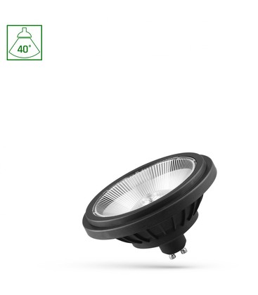 LED AR111 GU10 14W - 230V, Basic 2, 40°, Nøytral Hvit, Svart, Spektrum.