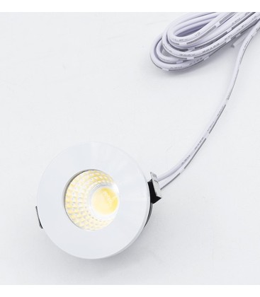 LEDlife Focu38 møbelspot innbygging RA92 - Hull: Ø3,5 cm, Mål: Ø3,8 cm, Matt hvit, 2W, 12V DC