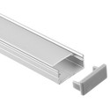 Aluprofil 18x8 til IP65 og IP68 LED strip - 1 meter, inkl. melkehvit deksel og klips