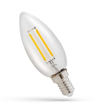 1W LED stearinlys pære - C35, karbon filamenter, klart glas, E14