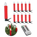 10-pakning LED-julelys inkl. fjernkontroll - Batteri, timerfunksjon, trådløs, holder til juletre