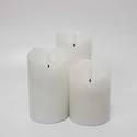 Sett LED Blokklys 10cm høy, flammeeffekt, hvit - Ø7,5cm, 10/12,5/15cm høy, fungerer m. fjernkontroll, timer, ekte stearin