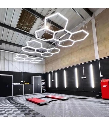 Hexagon LED 5 felt komplett sett - RA95, 168W. inkludert strømtilkobling