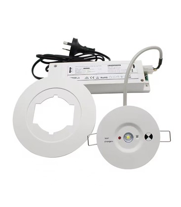 LED nødlys spot for tak, 3W - 3 timers batteri, Hull:Ø7,5-12,5cm, Philips LED, Hvit