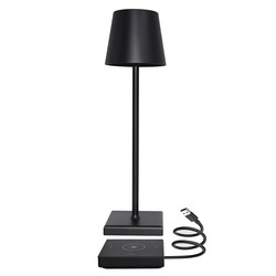 Bordlampe LED bordlampe med trådøs lading - Sort, IP54 Innendørs/utendørs, berøringsdimbar