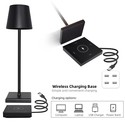 LED bordlampe med trådøs lading - Sort, IP54 Innendørs/utendørs, berøringsdimbar
