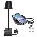 LED bordlampe med trådøs lading - Sort, IP54 Innendørs/utendørs, berøringsdimbar