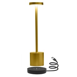 Bordlampe Oppladbar LED bordlampe med trådøs lading - Gull, IP54 Innendørs/utendørs, berøringsdimbar
